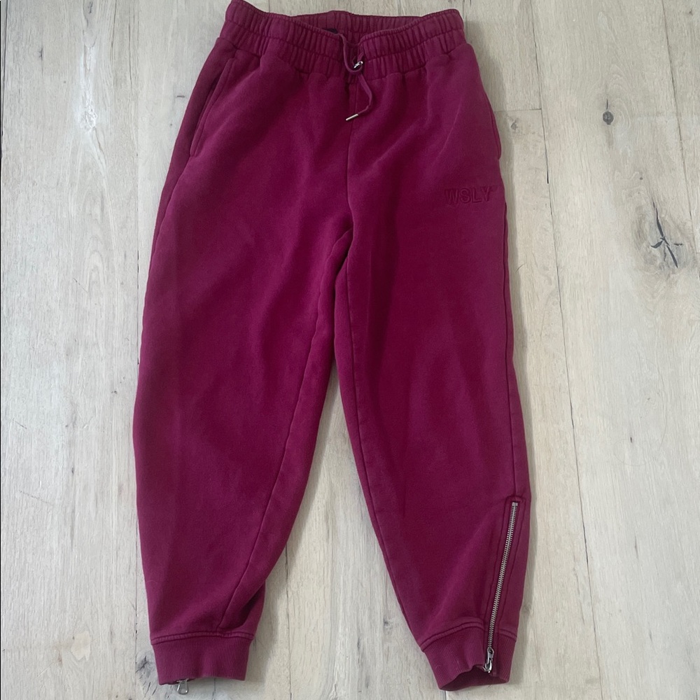WSLY by Bandier Y2K Zippered Beetroot Red Joggers Size Small